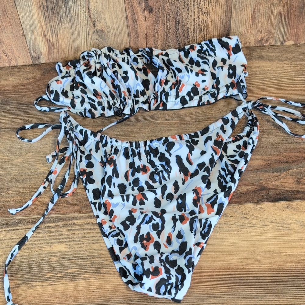 SHEIN Abstract Print String Bikini Set 0XL/0XL                D506